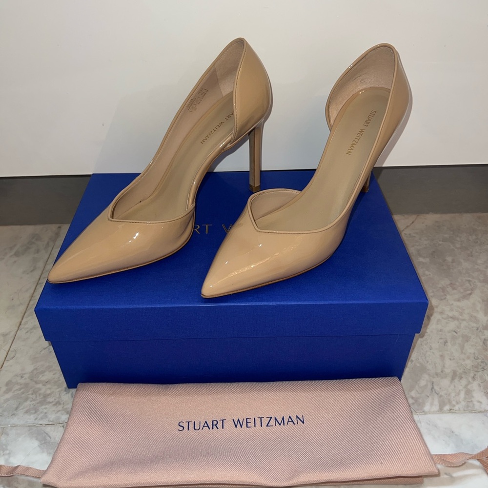 Stuart Weitzman Avenue Patent Leather Pumps, Pointed Toe Heels